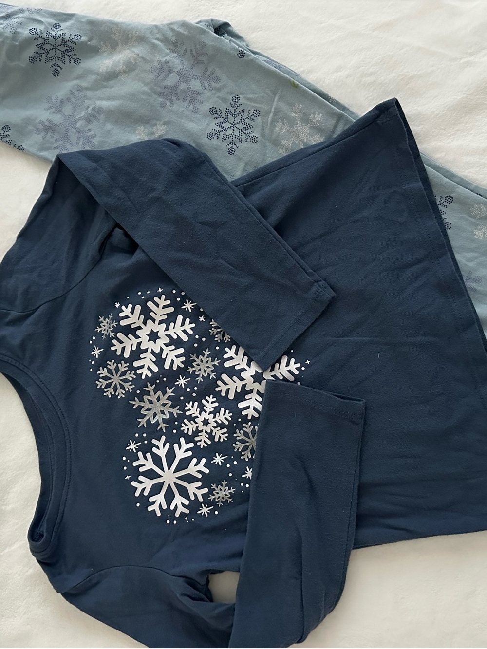 okie dokie Navy and Light Blue Snowflake Pajama Top